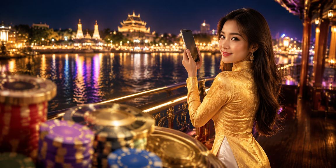 Người dùng Huế mặc áo dài truyền thống theo dõi sự kiện esports và đặt cược trên điện thoại